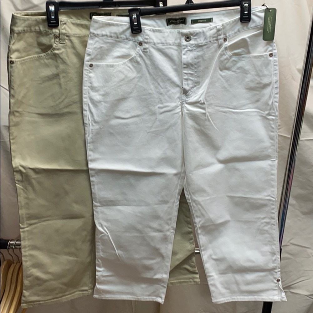 2 pair new Eddie Bauer Capri 14P - white & khaki